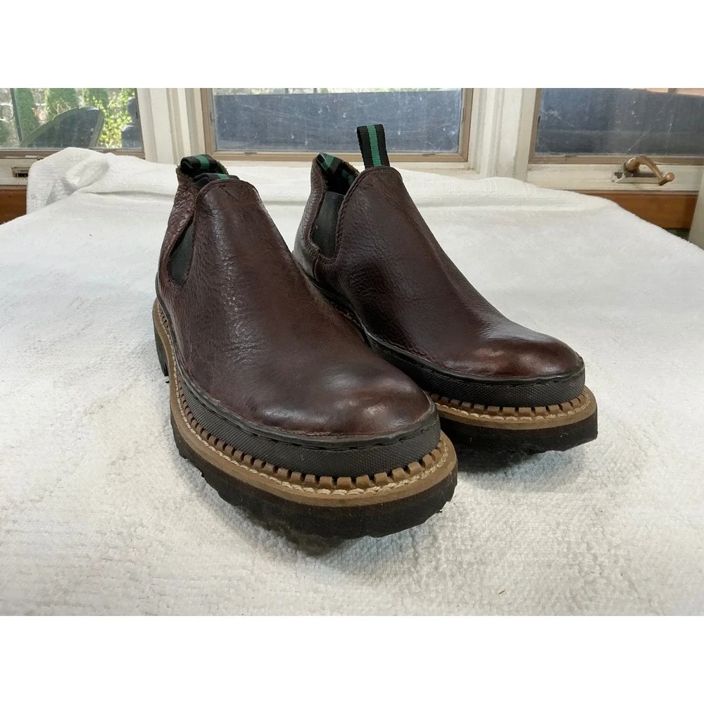 Georgia Boot Romeo Mens 12‎ Dark Brown Leather Slip On Work Shoes GR262 Lug Sole